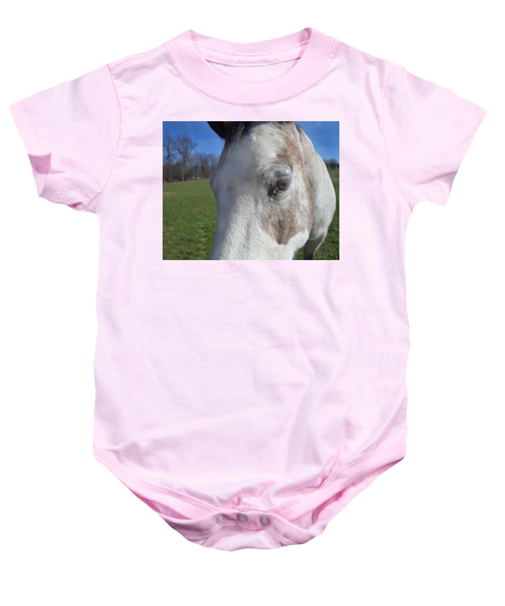 Equine Baby Onesie featuring the photograph Horse Close Up by Maggy Marsh