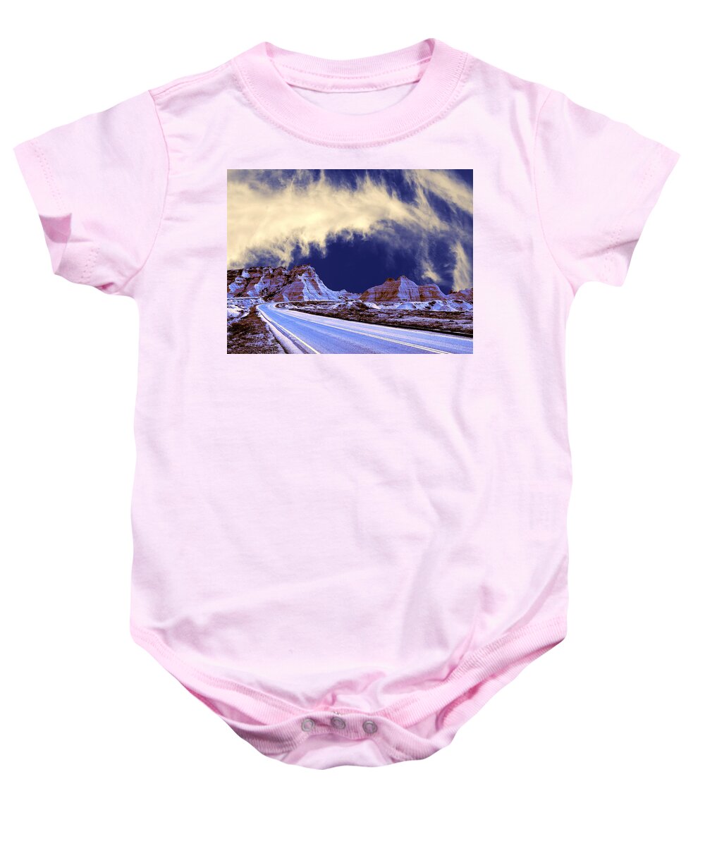 Badlands Baby Onesie featuring the photograph Into the Badlands by Dominic Piperata