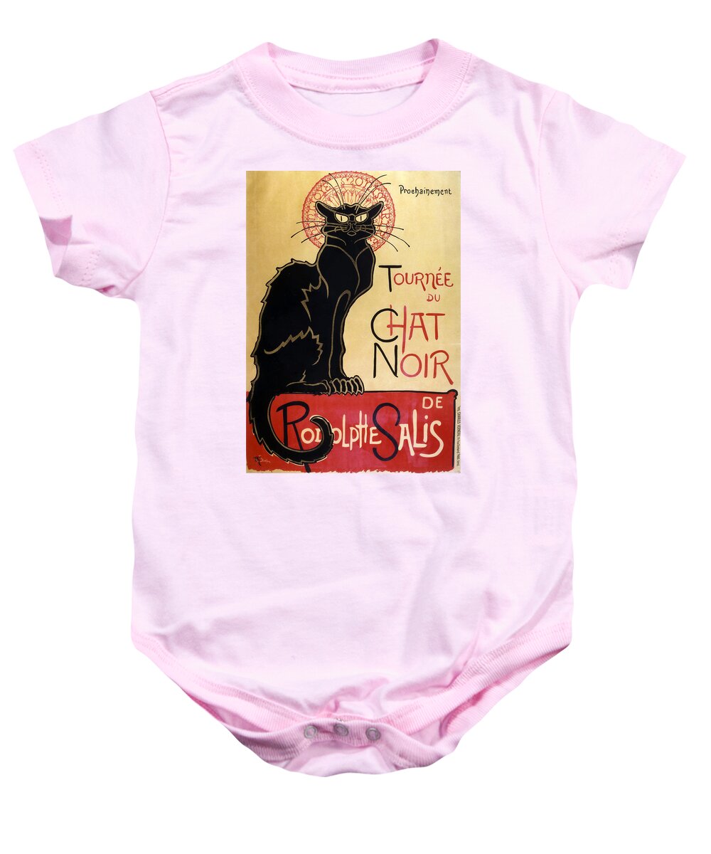 Le Chat Noir Baby Onesie featuring the digital art Le Chat Noir by Georgia Clare