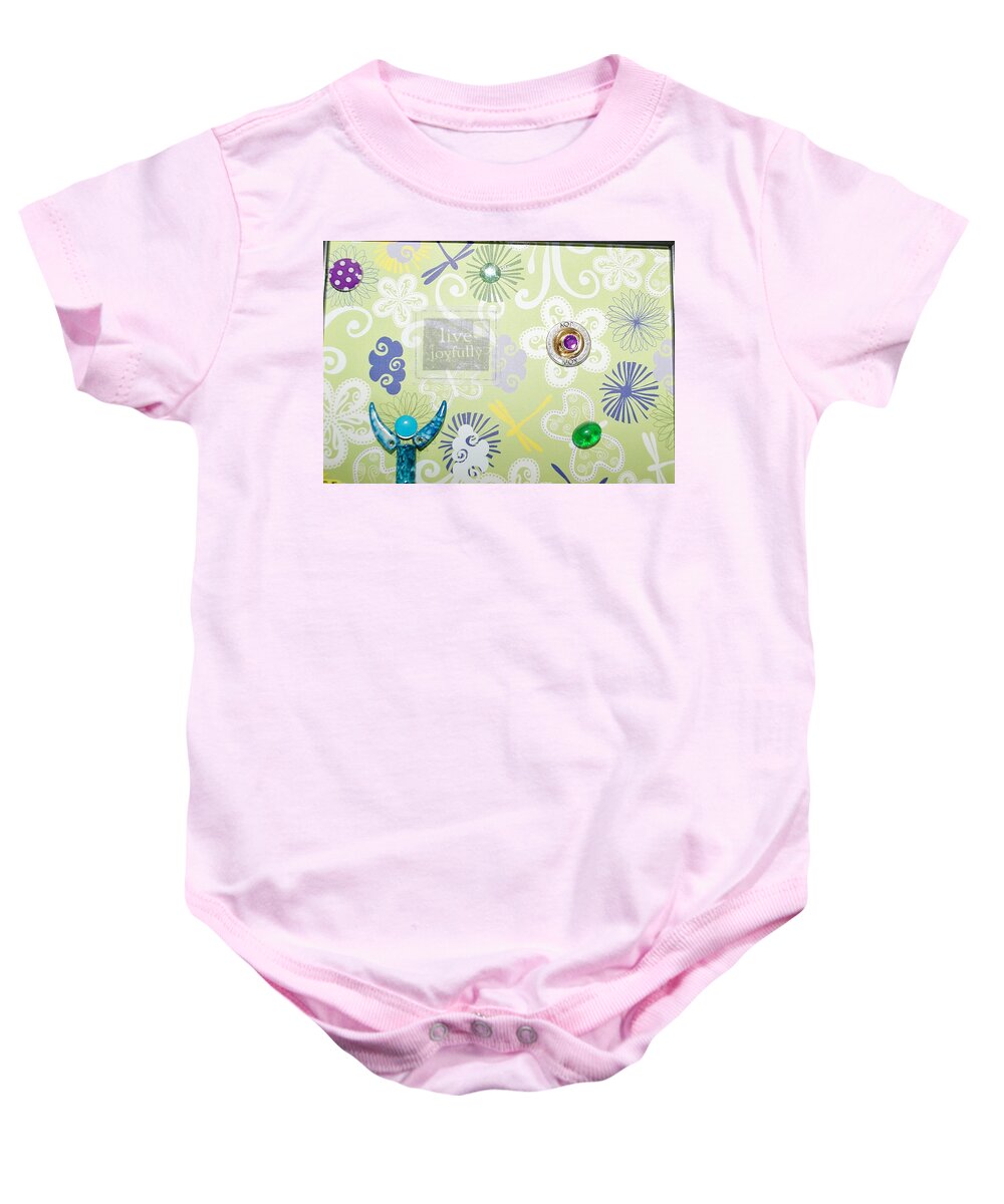Mixed Media Baby Onesie featuring the painting Live Joyfully by Karen Buford