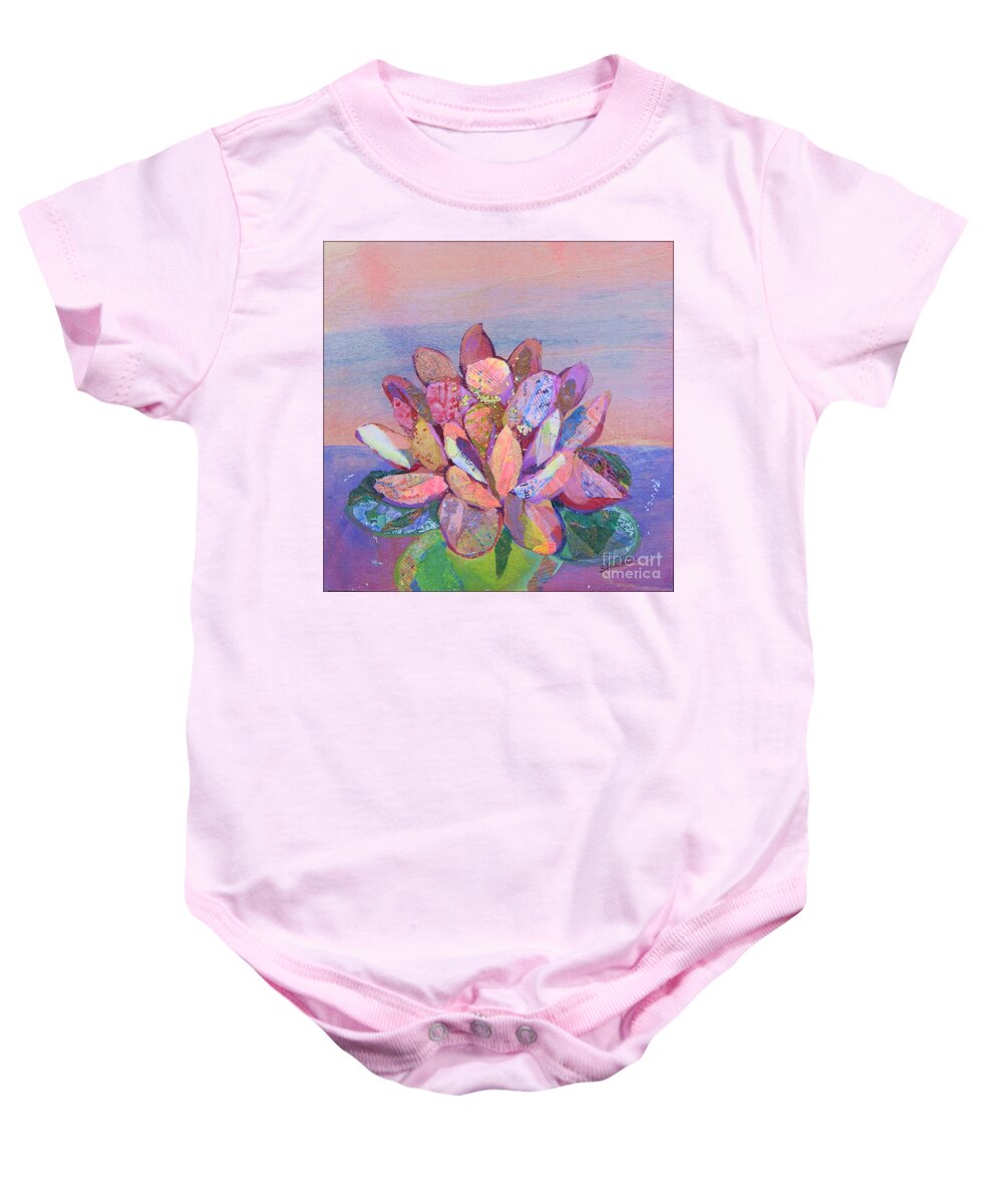 Pink Flower Baby Onesie featuring the painting Lotus II by Shadia Derbyshire