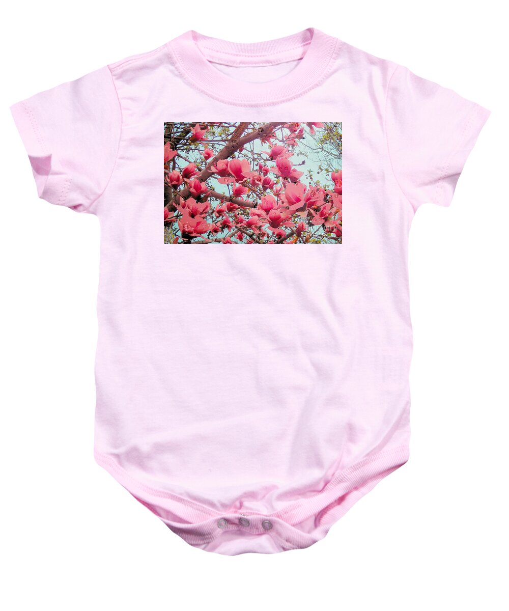 Magnolia Baby Onesie featuring the photograph Magnolia Blossoms in Spring by Janette Boyd