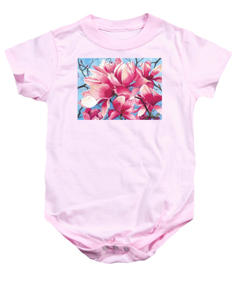 Flower Baby Onesie featuring the painting Magnolia Medley by Barbara Jewell