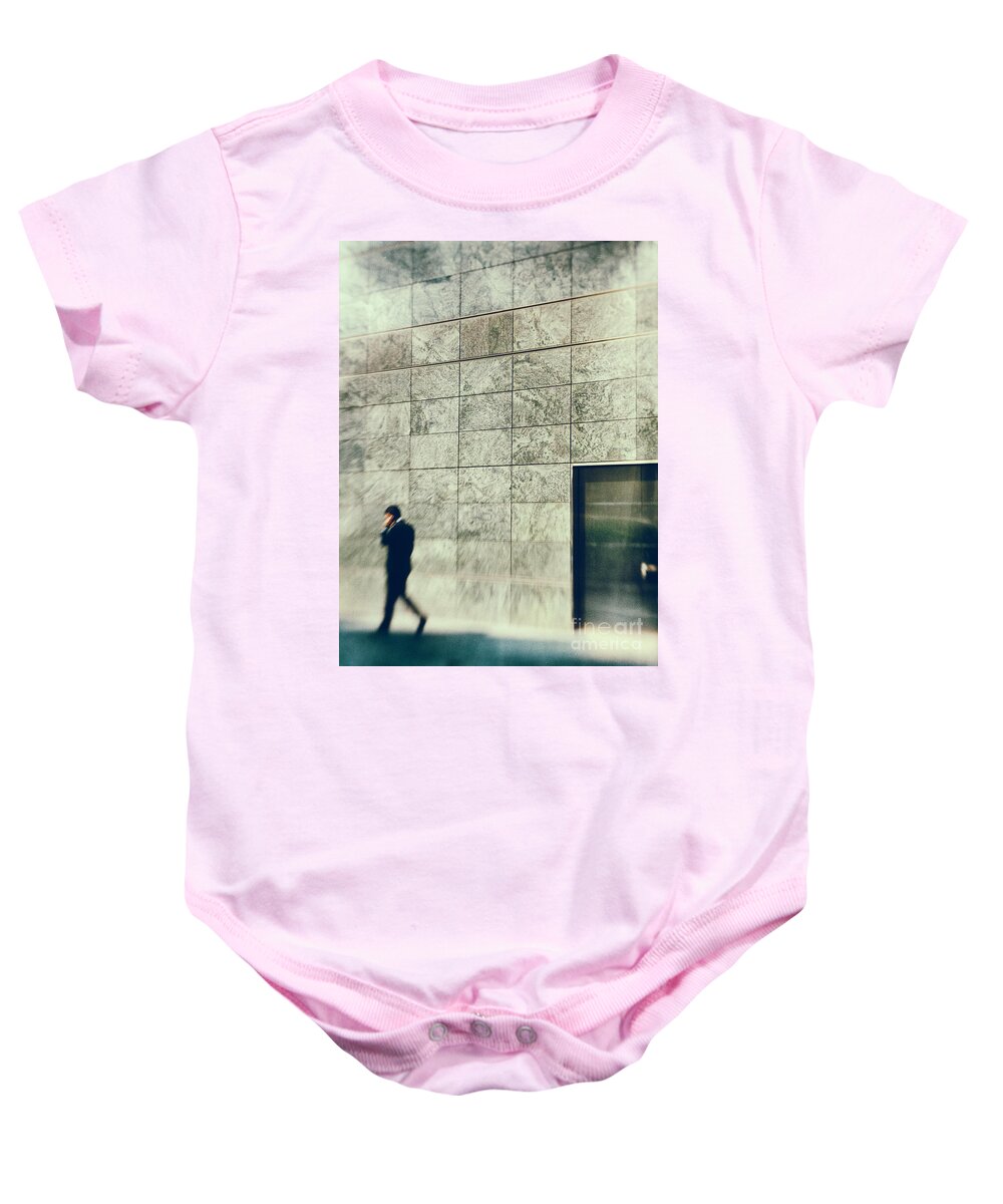 Architecture Baby Onesie featuring the photograph Man with cell phone by Silvia Ganora