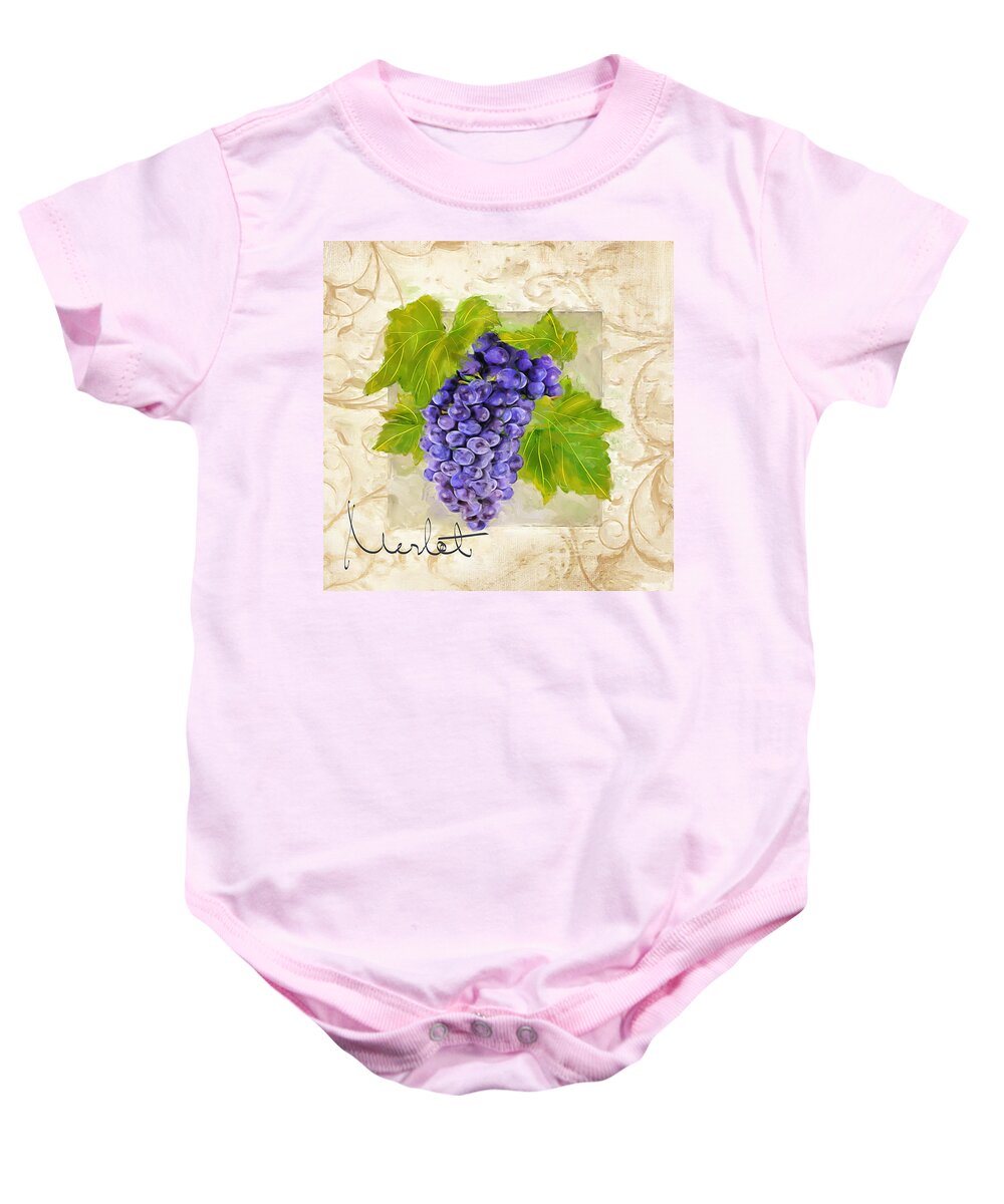 Wine Baby Onesie featuring the painting Merlot by Lourry Legarde