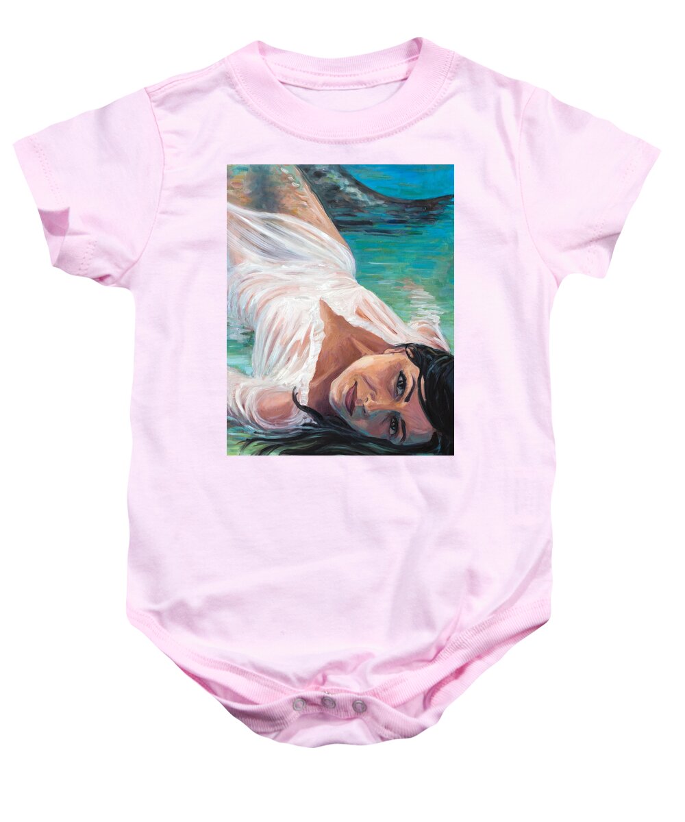 Mermaid Baby Onesie featuring the painting Mermaid Helen by Marco Busoni