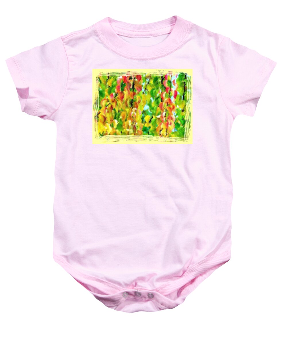 Micro Linear Baby Onesie featuring the digital art Micro Linear Apricot Leaves by Will Borden