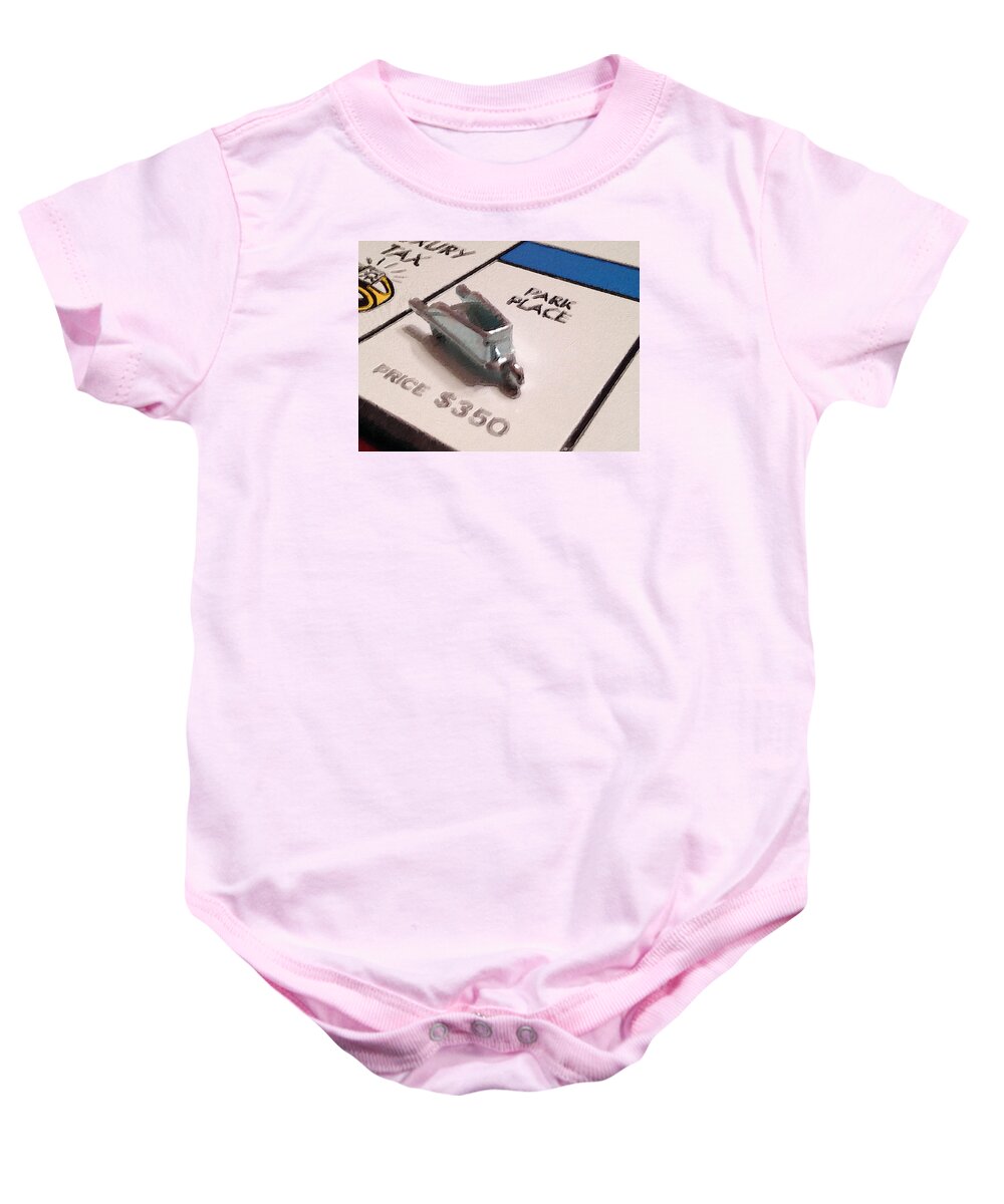 Monopoly Baby Onesie featuring the painting Monopoly Board Custom Painting Park Place by Tony Rubino