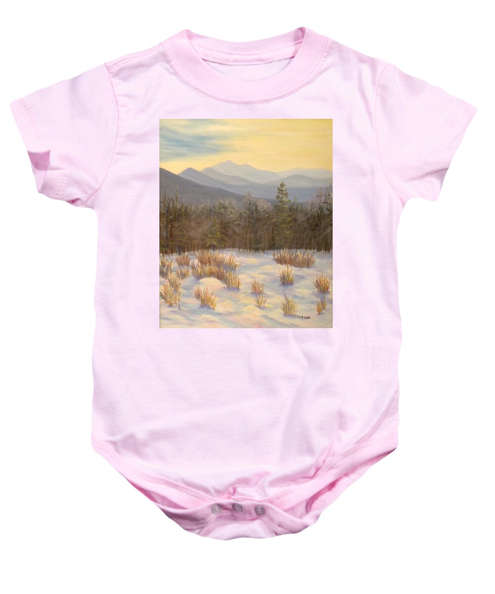 Mt. Lafayette Baby Onesie featuring the painting Mt. Lafayette from Jefferson by Sharon E Allen