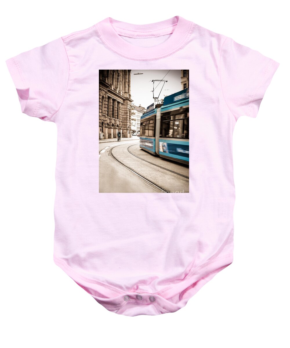Ancient Baby Onesie featuring the photograph Munich city traffic by Hannes Cmarits