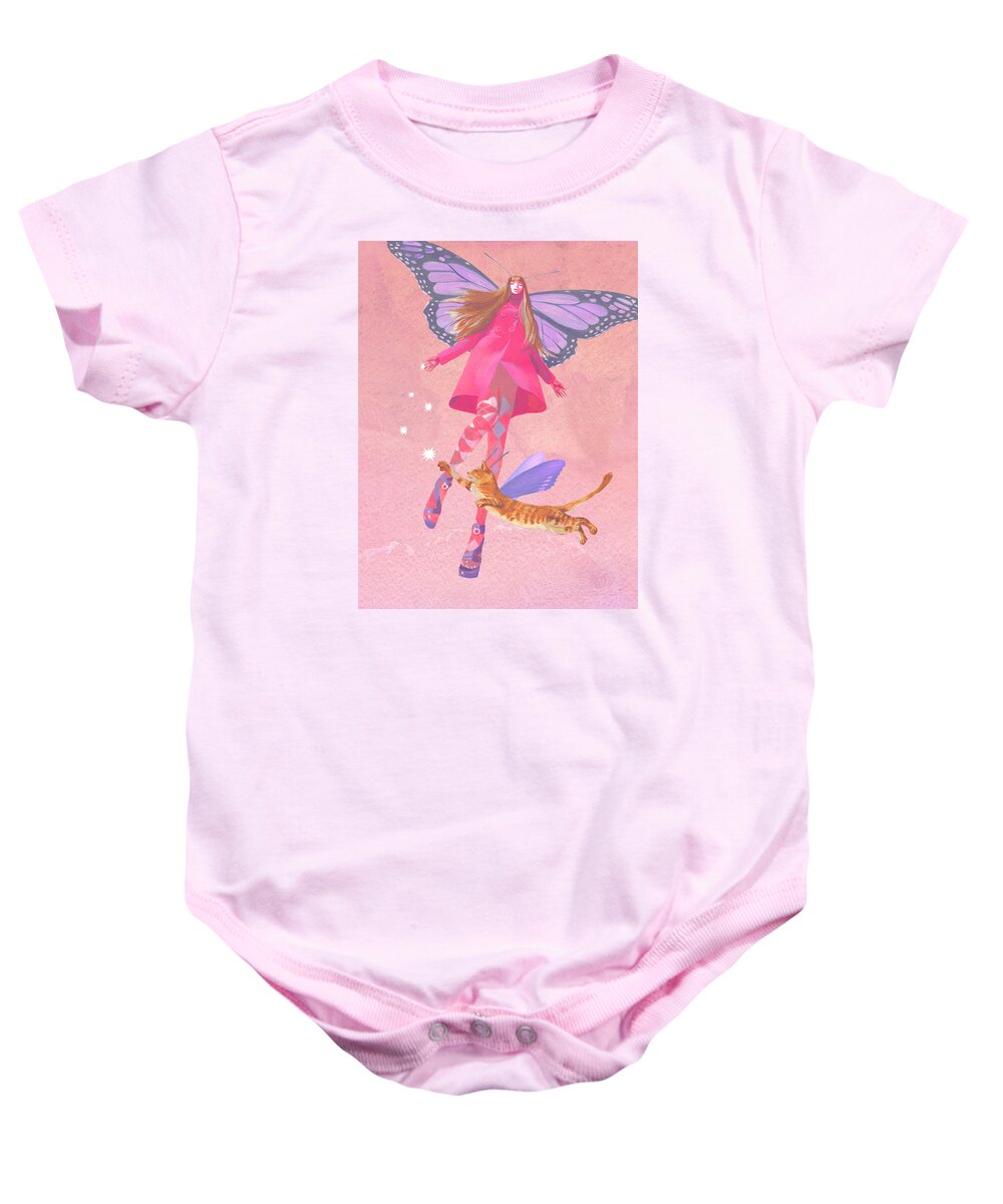 Sky Baby Onesie featuring the painting My Colored Dreams by Victoria Fomina