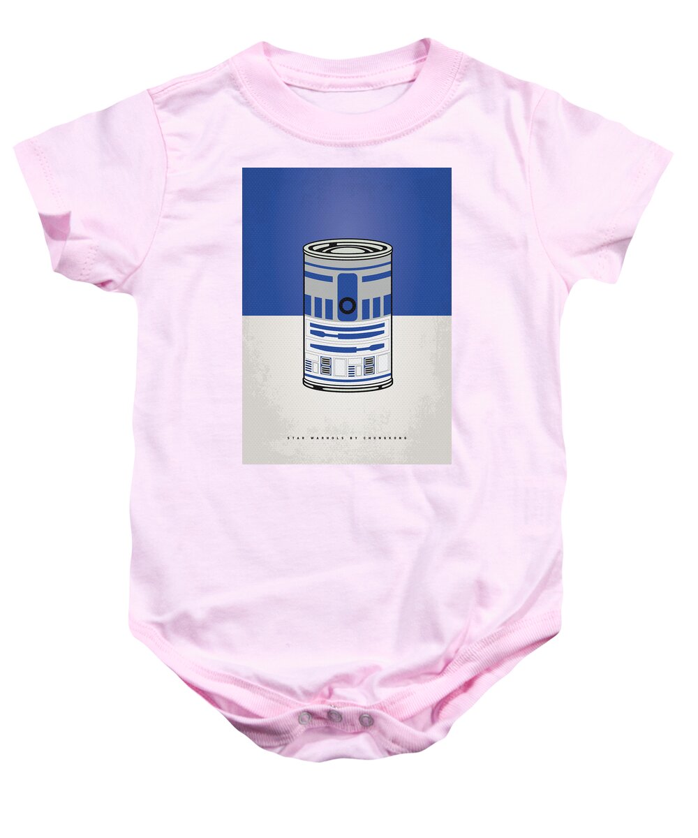 Star Baby Onesie featuring the digital art My Star Warhols R2d2 Minimal Can Poster by Chungkong Art