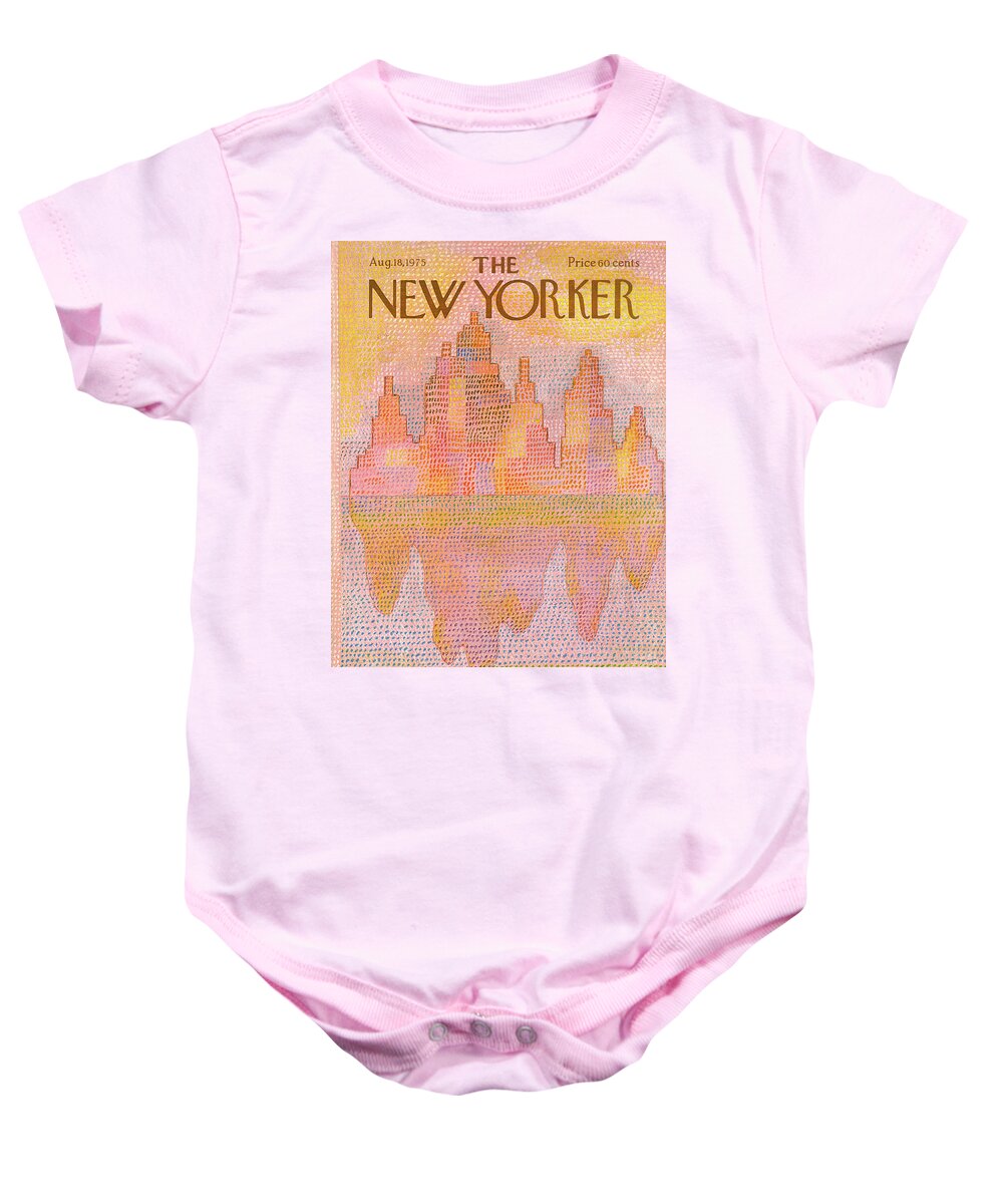 Heat Baby Onesie featuring the painting New Yorker August 18th, 1975 by Eugene Mihaesco