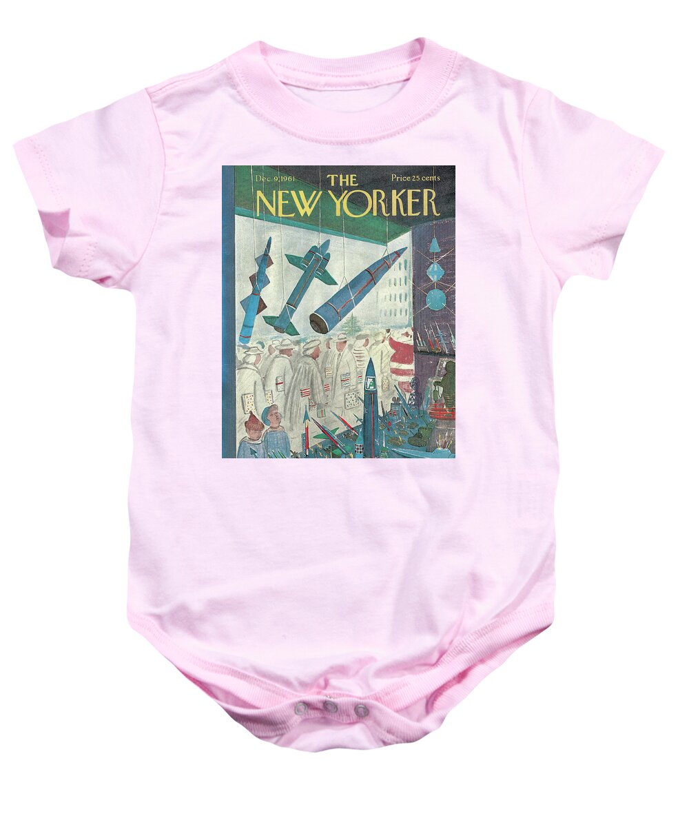 Christmas Baby Onesie featuring the painting New Yorker December 9th, 1961 by Anatol Kovarsky