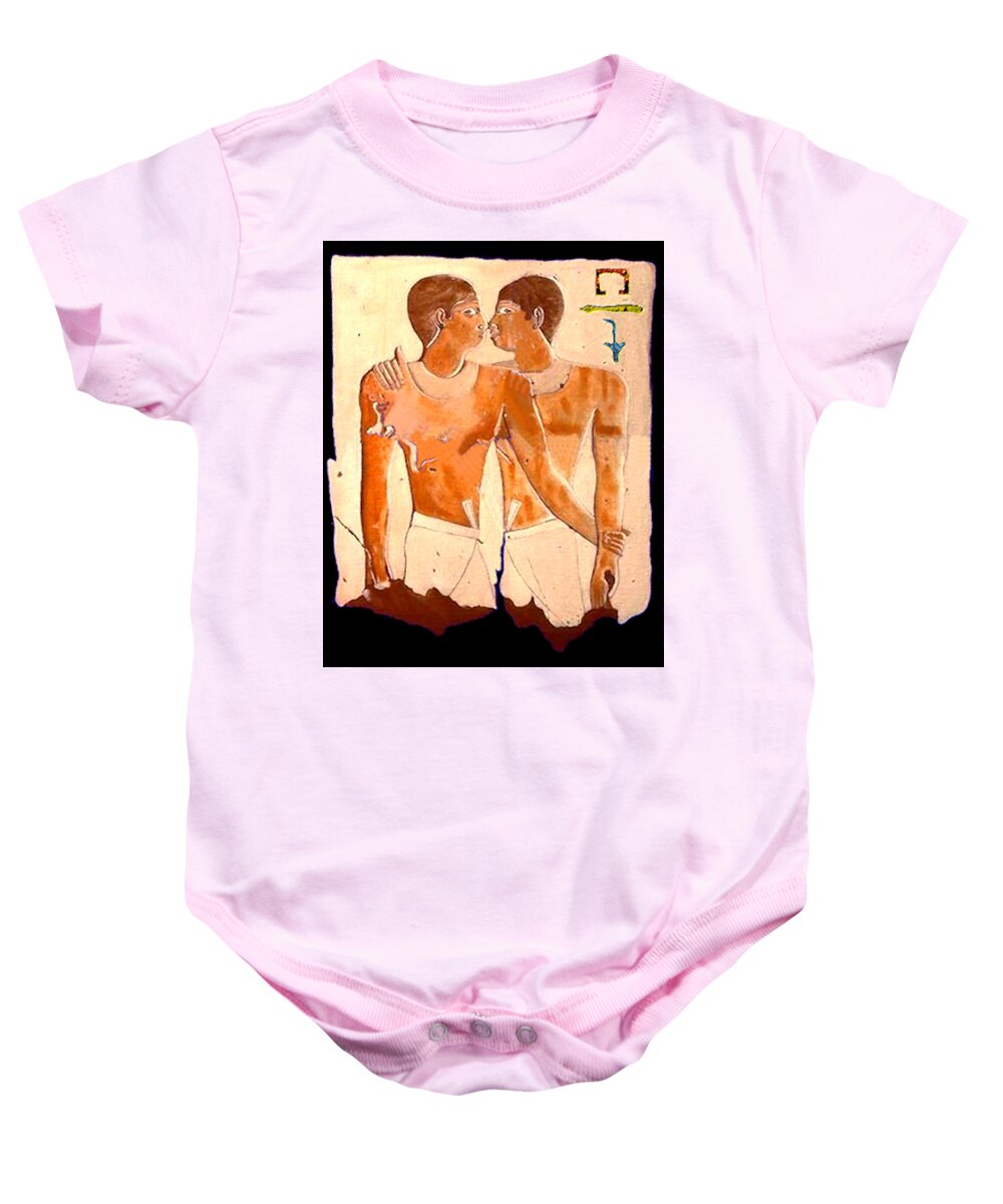 Niankhkhnum Baby Onesie featuring the painting Niankhkhnum and Khnumhotep by Troy Caperton