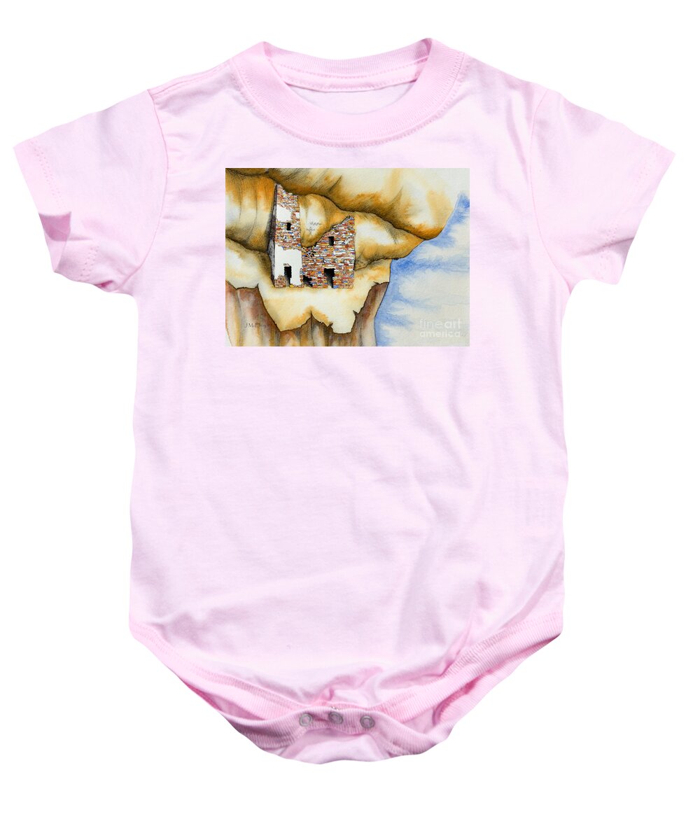 Cliff Baby Onesie featuring the painting On The Edge by Jerry McElroy