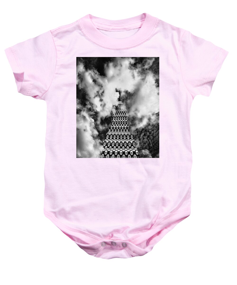 Riviera Hotel Baby Onesie featuring the photograph ON THE RIVIERA STAIRWAY TO HEAVEN BW Palm Springs by William Dey