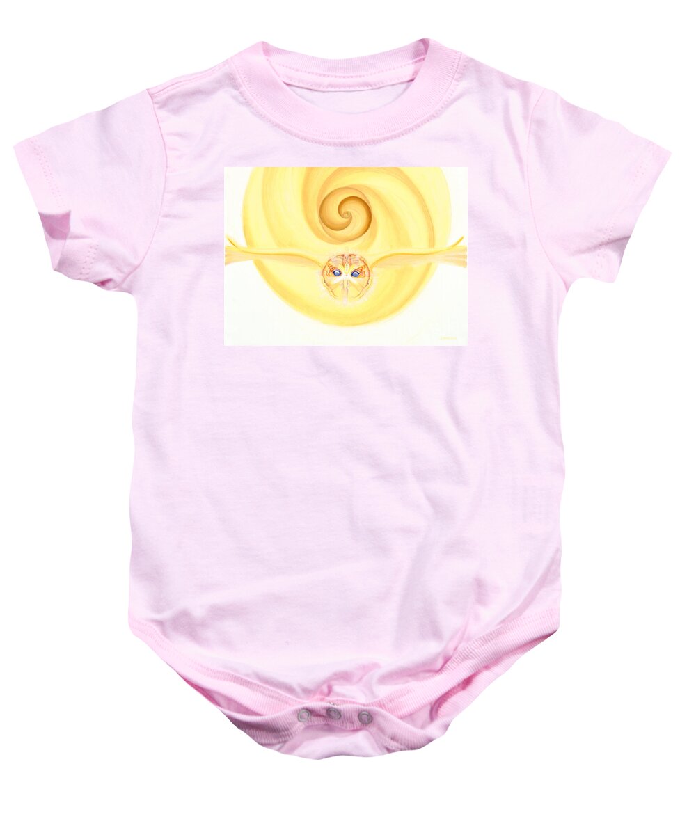 Owl Baby Onesie featuring the drawing Owl Looking Into the Divine by Robin Aisha Landsong