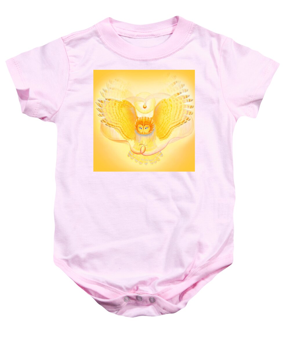 Owl Baby Onesie featuring the drawing Owl Touching the Medicine Song by Robin Aisha Landsong
