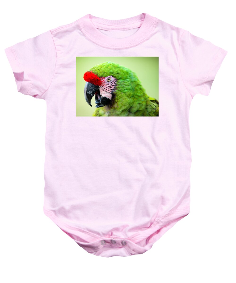 Parrot Baby Onesie featuring the photograph Parrot by Sebastian Musial