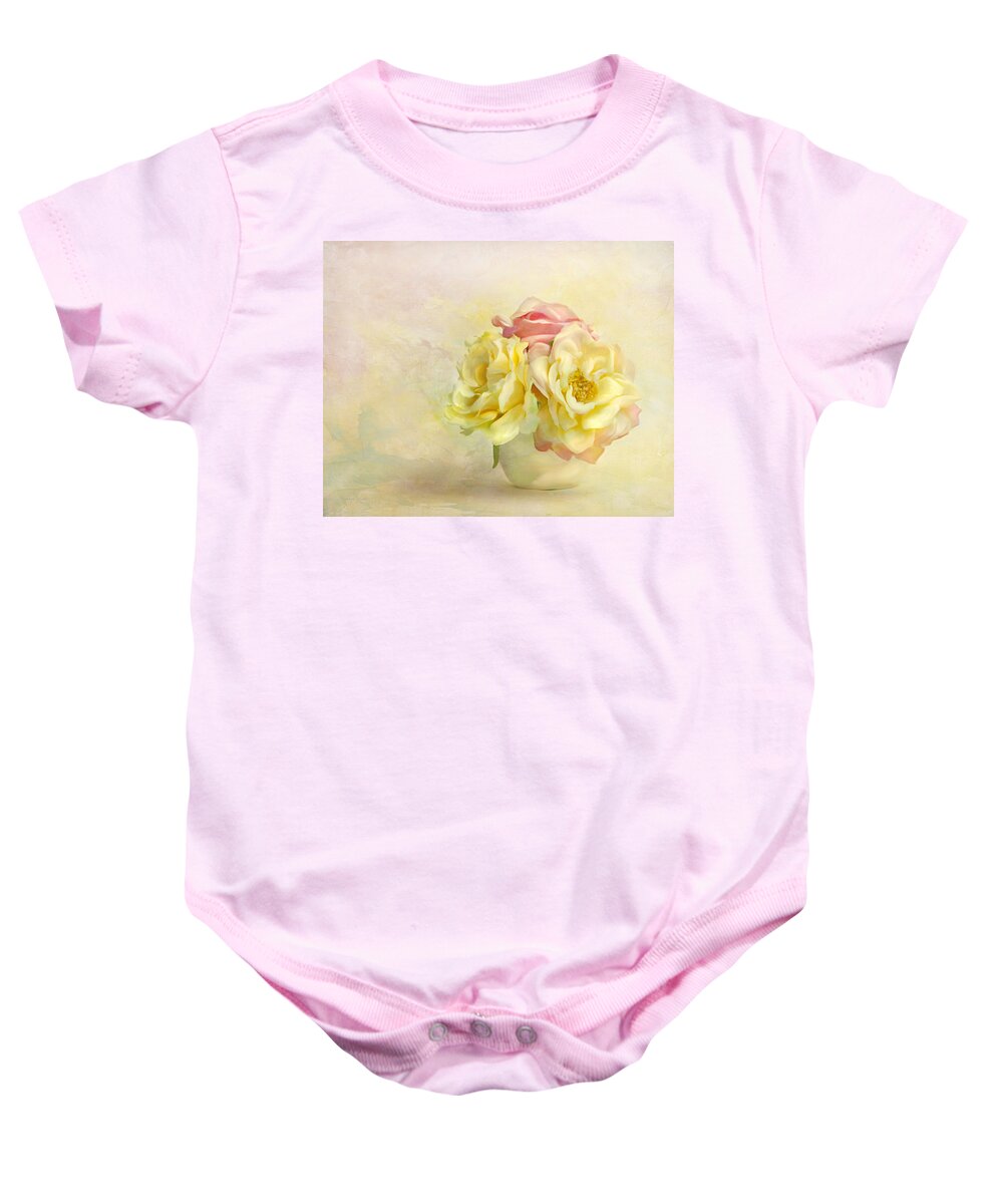 Floral Baby Onesie featuring the photograph Pink And Yellow Roses by Theresa Tahara