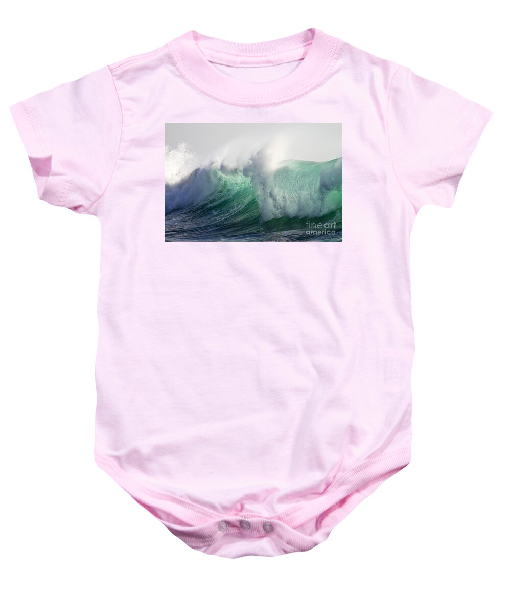 Wave Baby Onesie featuring the photograph Portuguese Sea Surf by Heiko Koehrer-Wagner