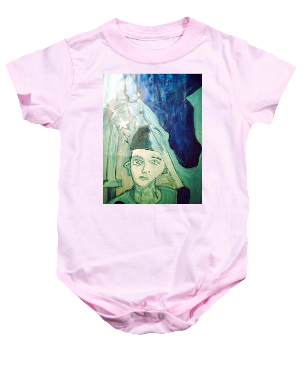 Blue Baby Onesie featuring the painting Protector of the Great Land by Shea Holliman