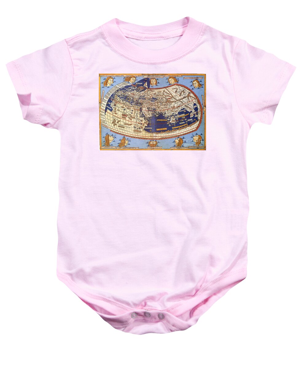 History Baby Onesie featuring the photograph Ptolemys World Map 2nd Century by Photo Researchers