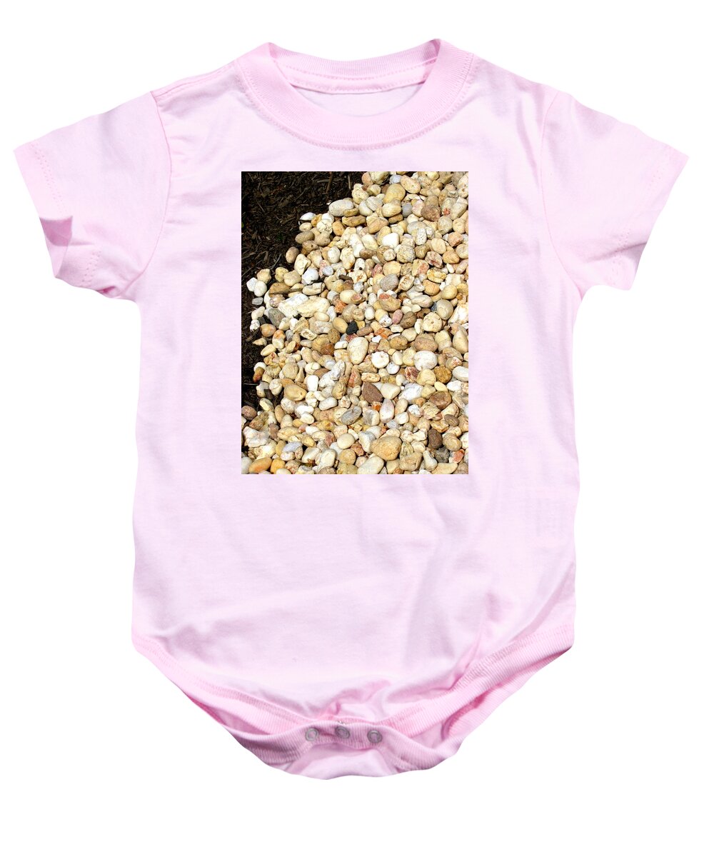 Rock Baby Onesie featuring the photograph Rocks and Mulch by Deborah Crew-Johnson