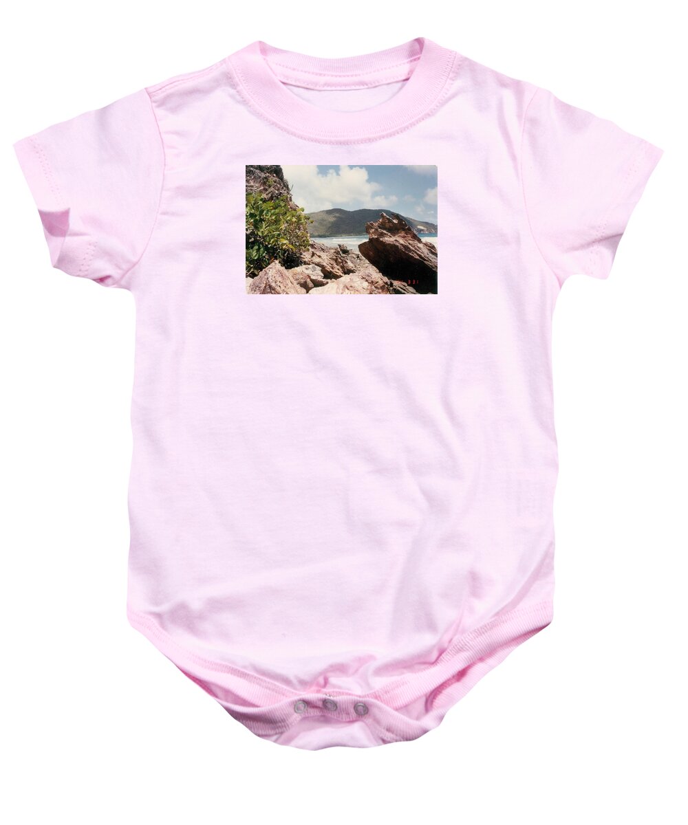 St.john Baby Onesie featuring the photograph Rocks on the Beach by Robert Nickologianis