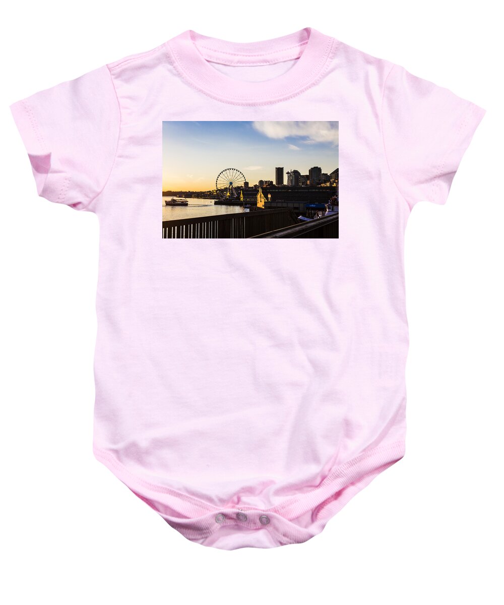 Andrew Pacheco Baby Onesie featuring the photograph Seattle Waterfront by Andrew Pacheco