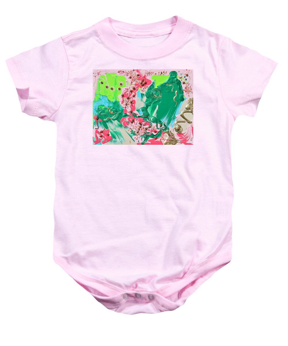 Bold Abstract Baby Onesie featuring the mixed media Shadows Of My Youth by Donna Blackhall