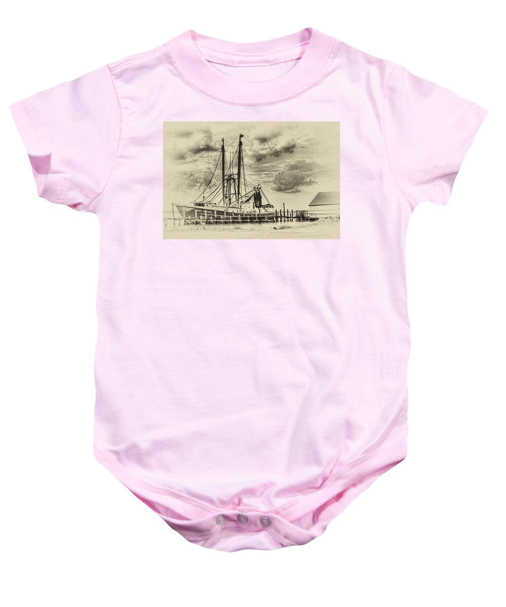 Shrimp Boat Baby Onesie featuring the photograph Shrimping Off Amelia Island by Barry Jones