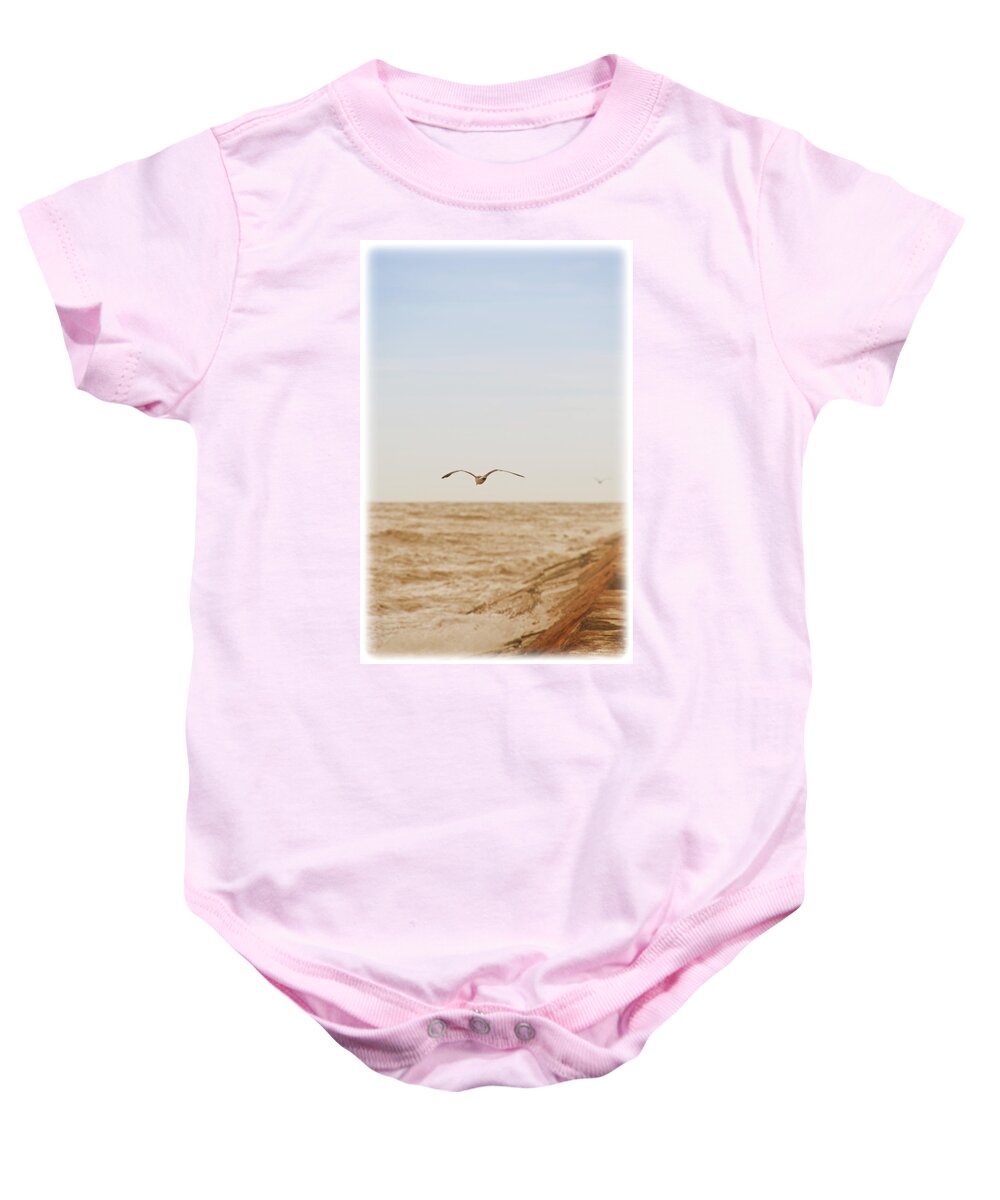 Seagull Baby Onesie featuring the photograph Sky Surfing by Max Mullins