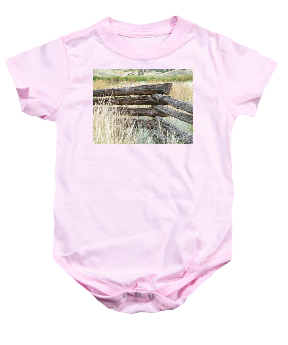 Snake Fence Baby Onesie featuring the photograph Snake Fence and Sage Brush by Ann E Robson