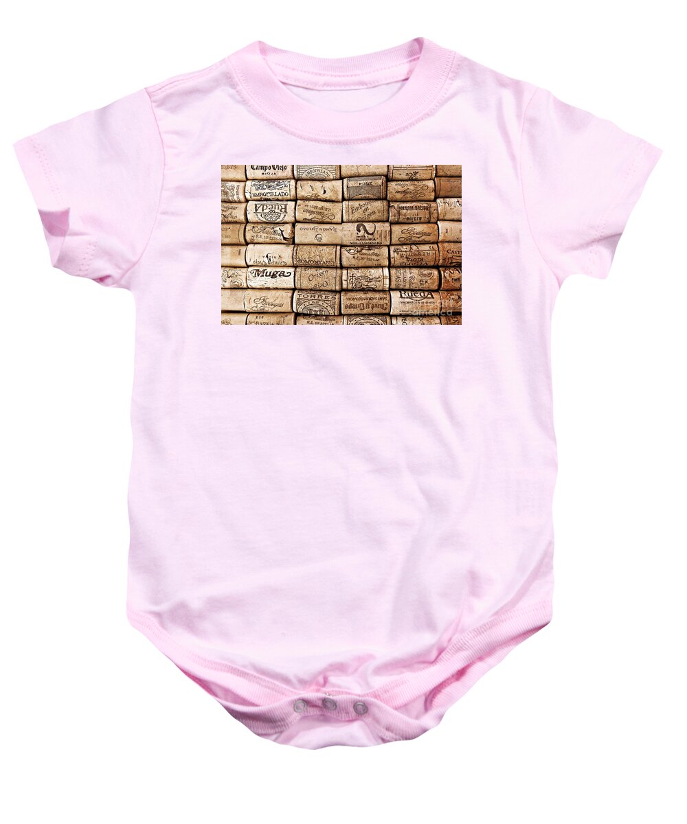 Wine Baby Onesie featuring the photograph Spanish Corks by Clare Bevan