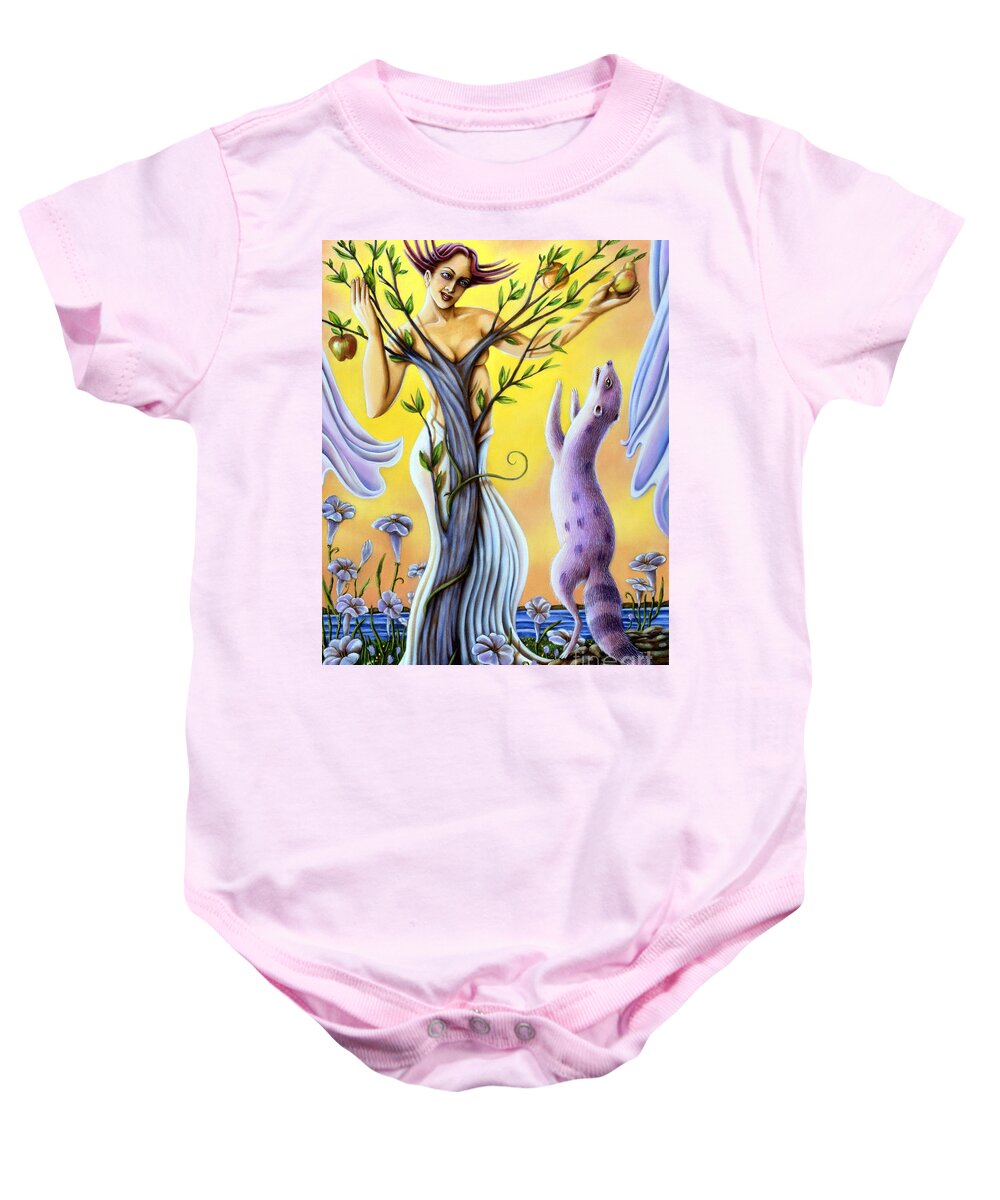 Fantasy Baby Onesie featuring the painting Teasing the Weasel by Valerie White