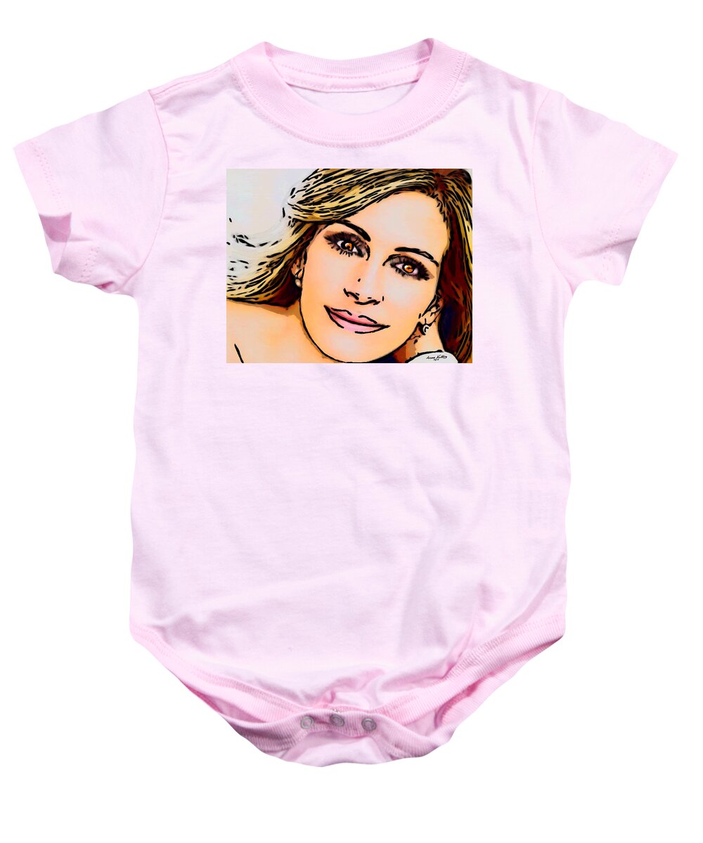 Julia Baby Onesie featuring the painting The Beautiful Julia Roberts by Bruce Nutting