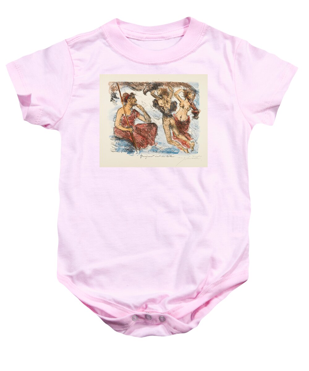 Lovis Corinth Baby Onesie featuring the drawing The Liaisons of Zeus by Lovis Corinth