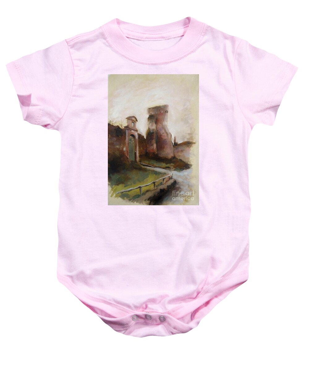 Ruins Baby Onesie featuring the painting The Palatine Hill in Rom by Karina Plachetka