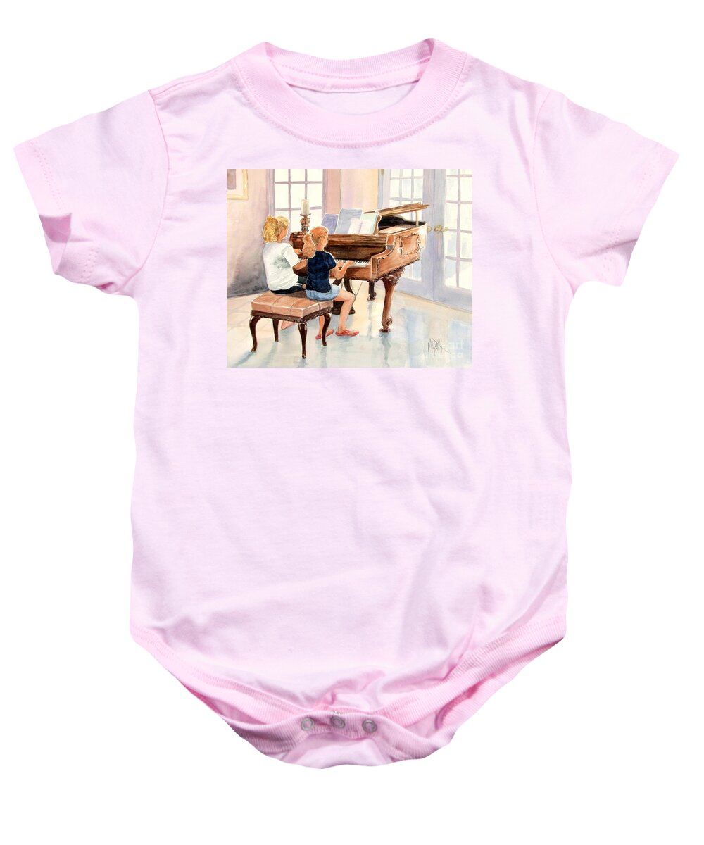 Children Baby Onesie featuring the painting The Sister Duet by Marilyn Smith