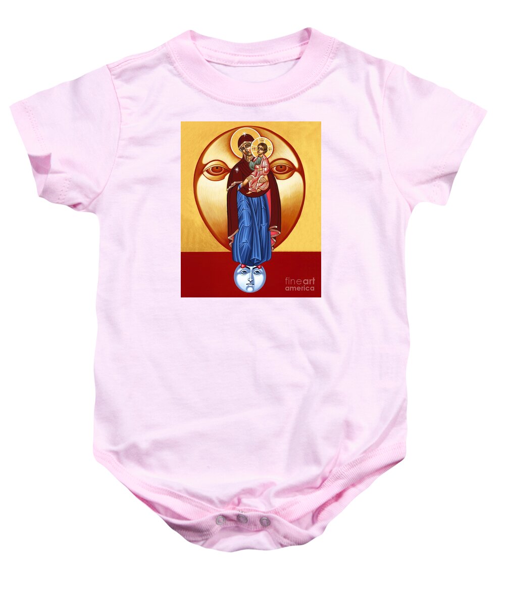 The Woman Clothed With The Sun Baby Onesie featuring the painting The Woman Clothed With the Sun 099 by William Hart McNichols