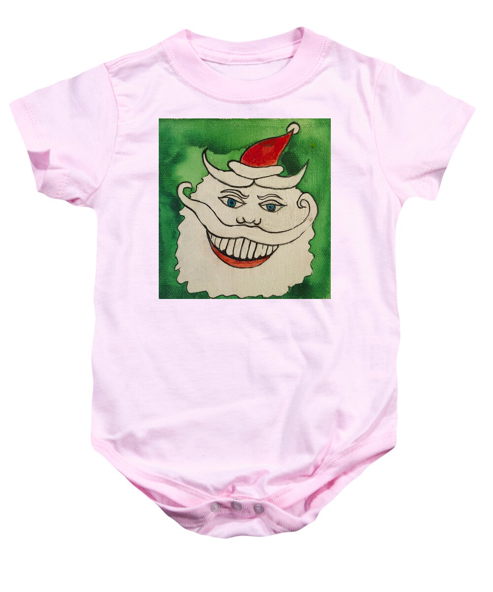 Santa Baby Onesie featuring the painting Tillie the Mischievous Santa by Patricia Arroyo