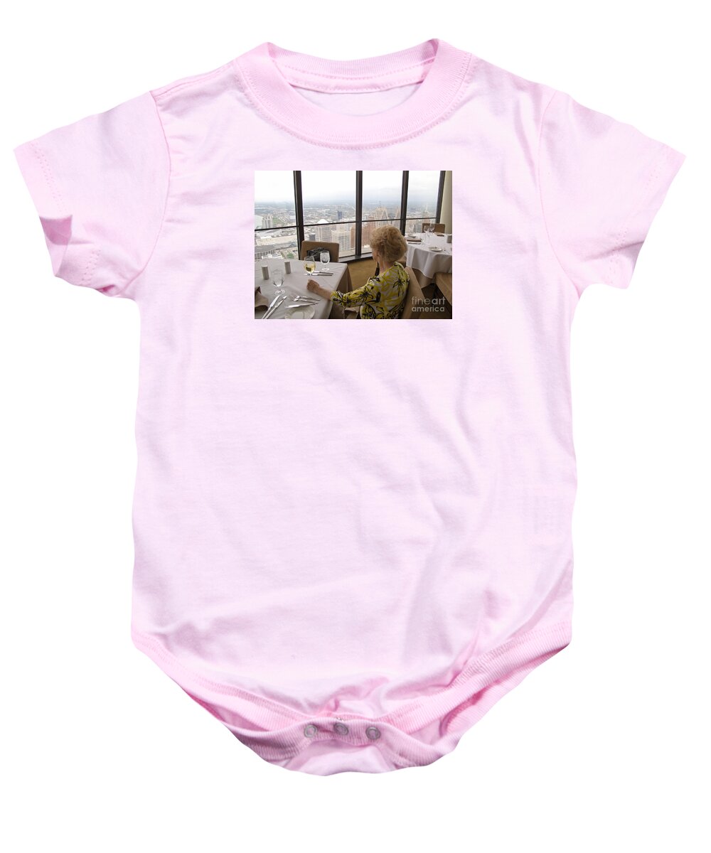 Detroit Baby Onesie featuring the photograph Top of Detroit by Ann Horn