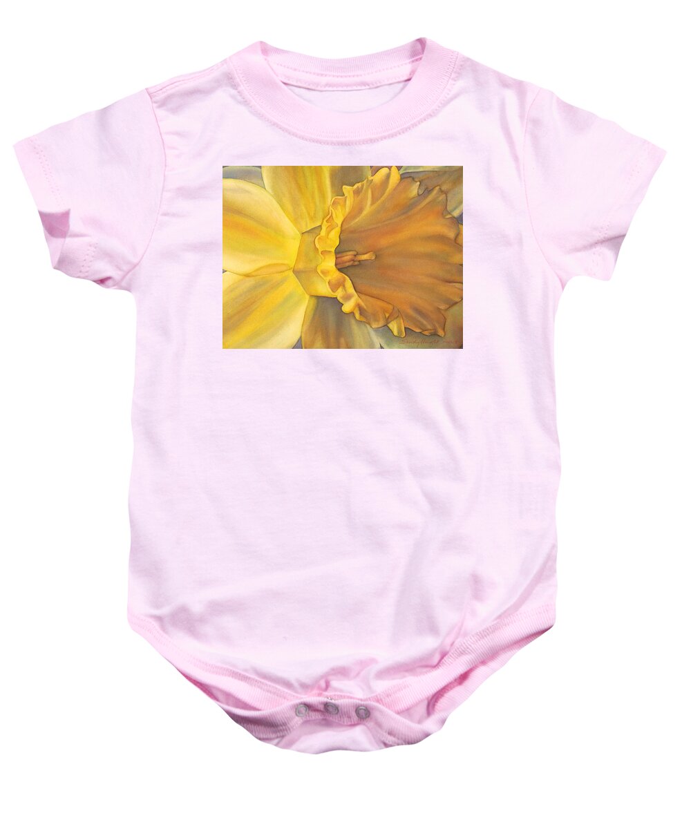 Daffodil Baby Onesie featuring the painting Trumpet of Spring by Sandy Haight