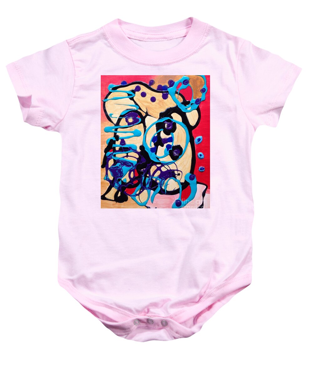  Baby Onesie featuring the painting Try To Sort It Out by Monika Shepherdson