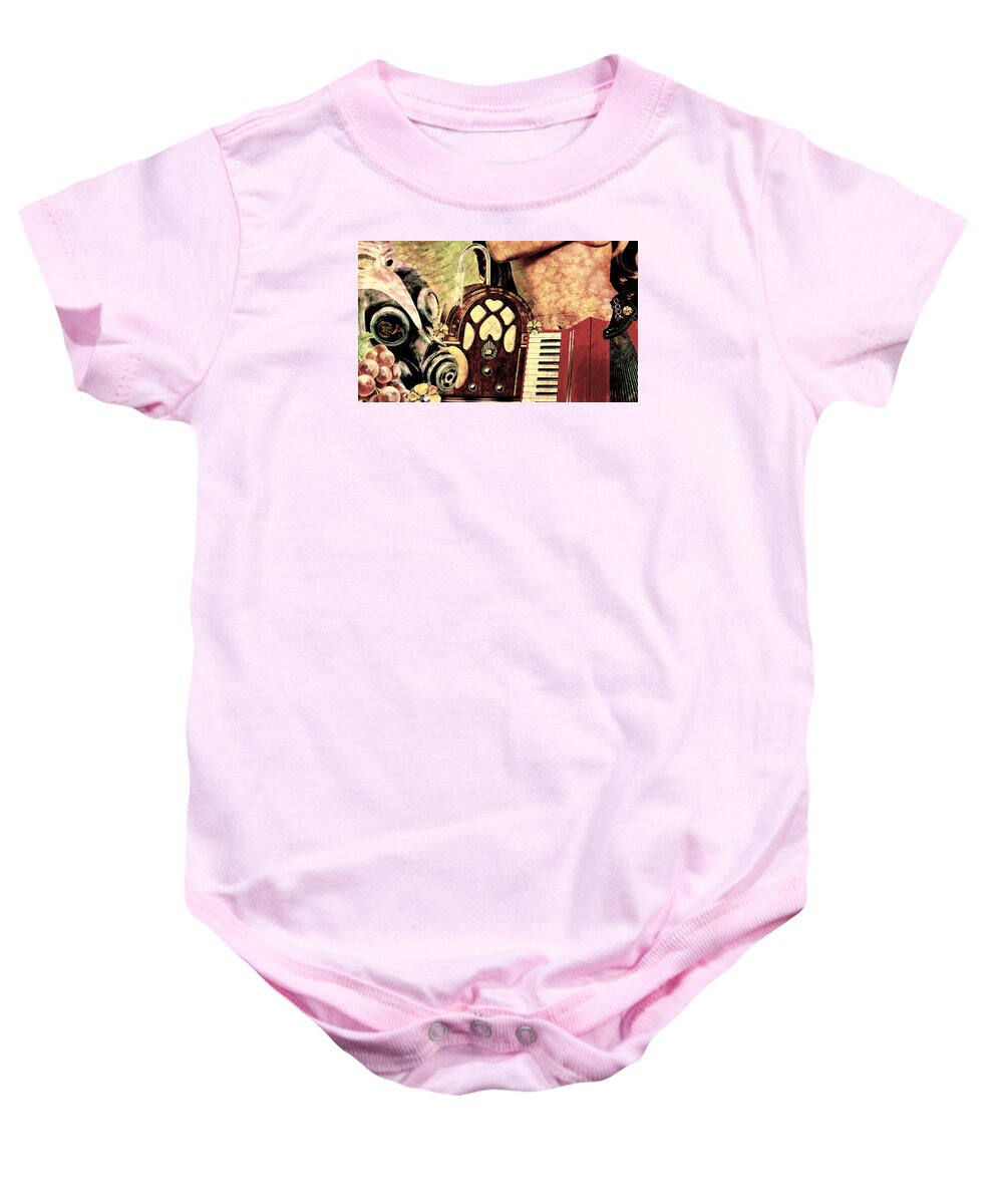 War Dreams Baby Onesie featuring the mixed media War Dreams by Ally White
