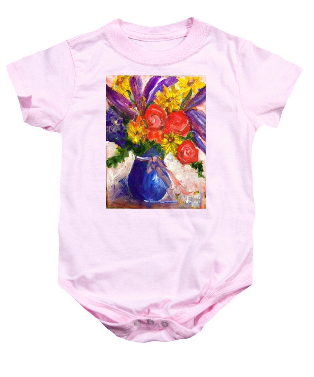 Floral Baby Onesie featuring the painting Wendy's Floral by Sherry Harradence