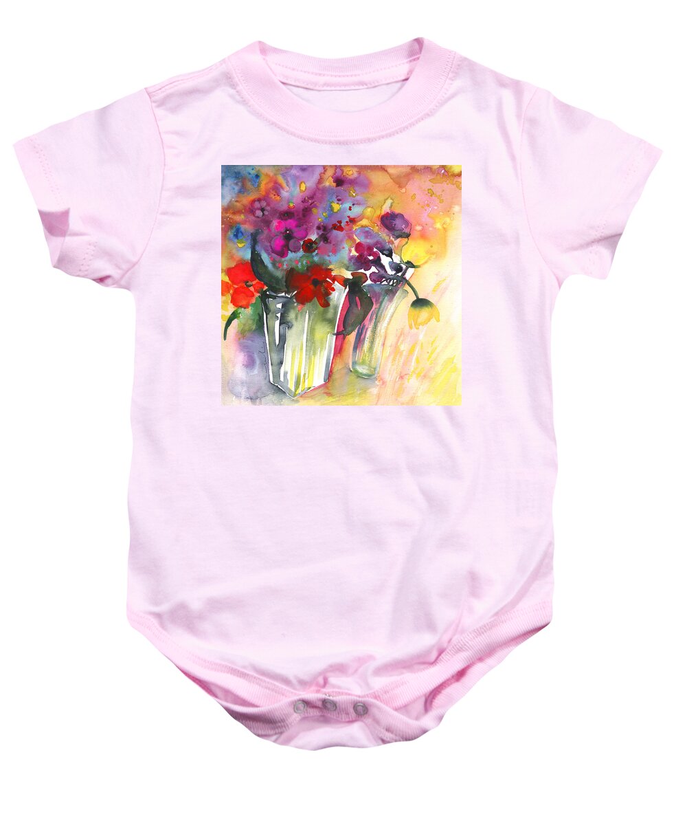 Florals Baby Onesie featuring the painting Wild Flowers Bouquets 02 by Miki De Goodaboom