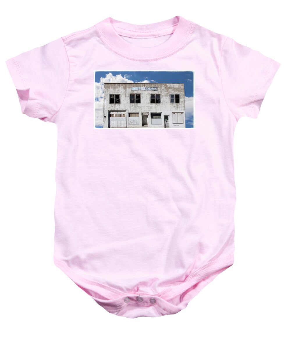 Woodgate Building Baby Onesie featuring the photograph Woodgate Building by Sylvia Thornton